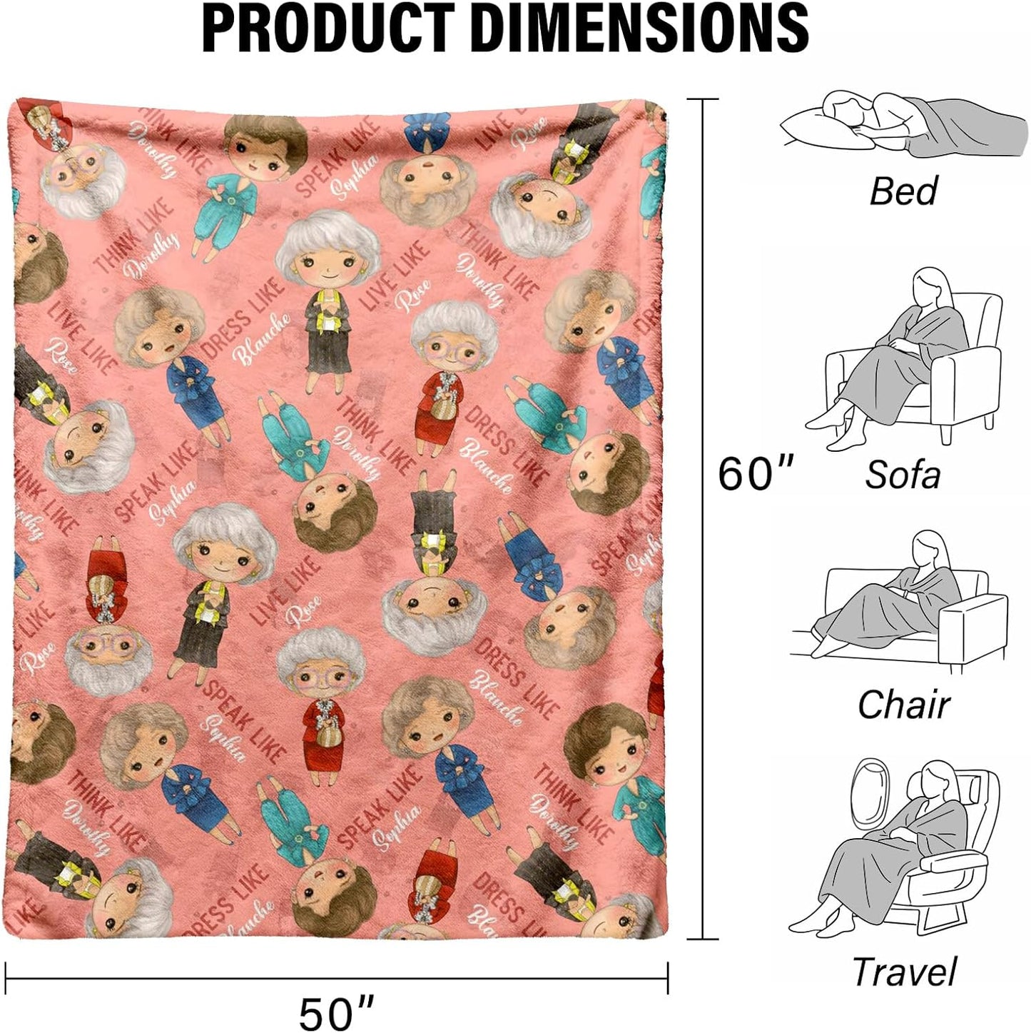 Gift for Women,Cute Inspirational Blanket 50x60 Inch,Encouragement Throw for Women, Soft Cozy Blanket with Positive Life Messages,Gifts for Bestie, Friends,Pink