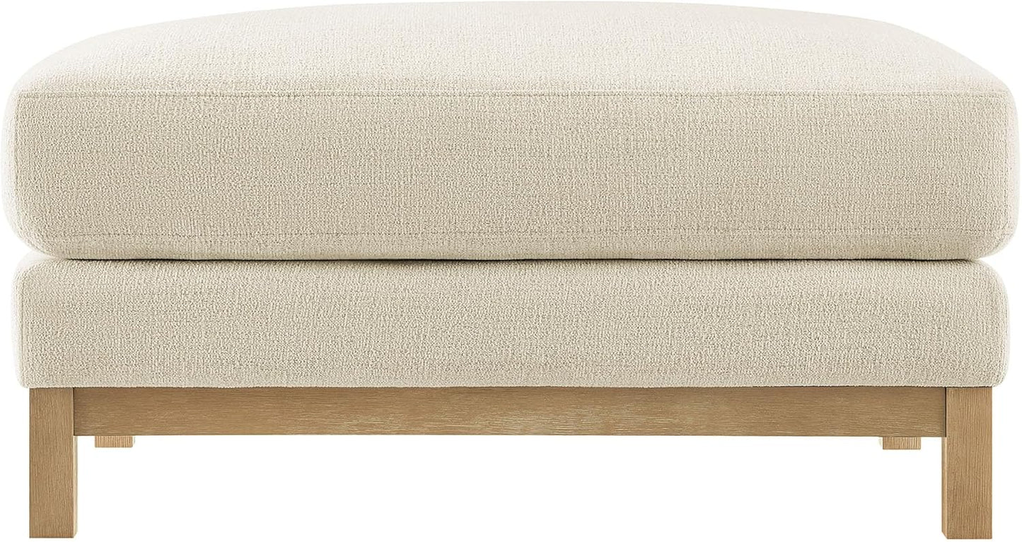 Modway Roscoe Fabric Ottoman in Ivory - Upholstered Rectangular Footstool for Living Room, Bedroom, or Lounge Seating