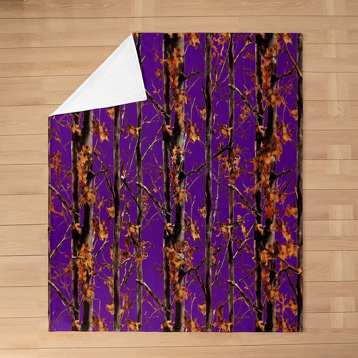 Erosebridal Purple Camouflage Fleece Blanket for Kids Teens Adults,Forest Camo Throw Blanket Twin 60x80 Inch Sofa Bed Decor，Rustic Woodland Hunting Bed Blanket,Country Farmhouse Flannel Blanket