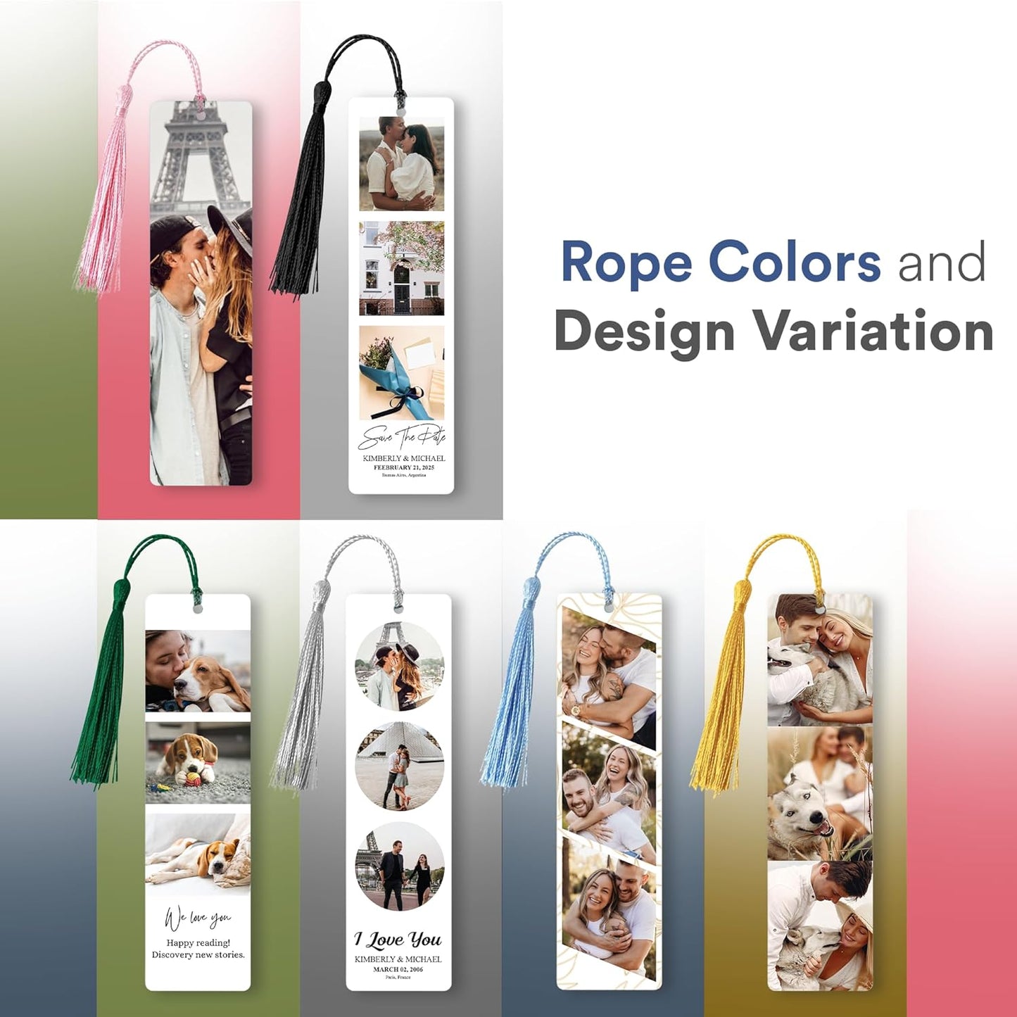 Personalized Bookmark with Photo - Custom Metal Bookmark for Book Lovers Readers Women (Metal & 4 Photo Collection)