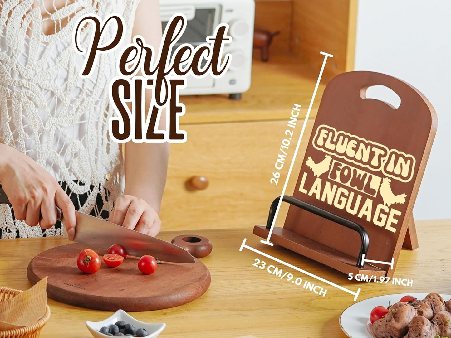InnoBeta Chicken Gifts for Women, Cookbook Stand for Kitchen Counter, Perfect Gifts for Chicken Lovers on Birthday, Adjustable Tablet Recipe Book Holder, Unique Farmhouse & Kitchen Decor