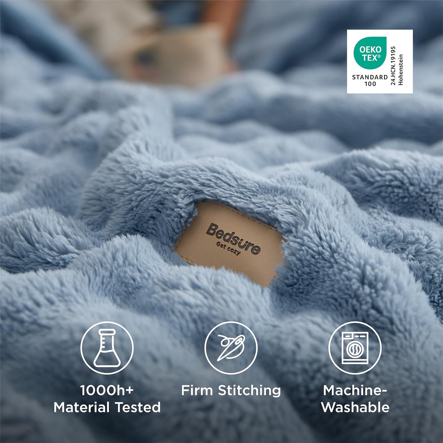 Bedsure 3D Fleece Bubble Blanket for Couch - GentleSoft Blue Spring Throw Blanket for Sofa Bed Room Decor - Luxury Soft Cozy Gifts for Her, Lightweight, All Seasons, Celestial Blue, 50"×60"