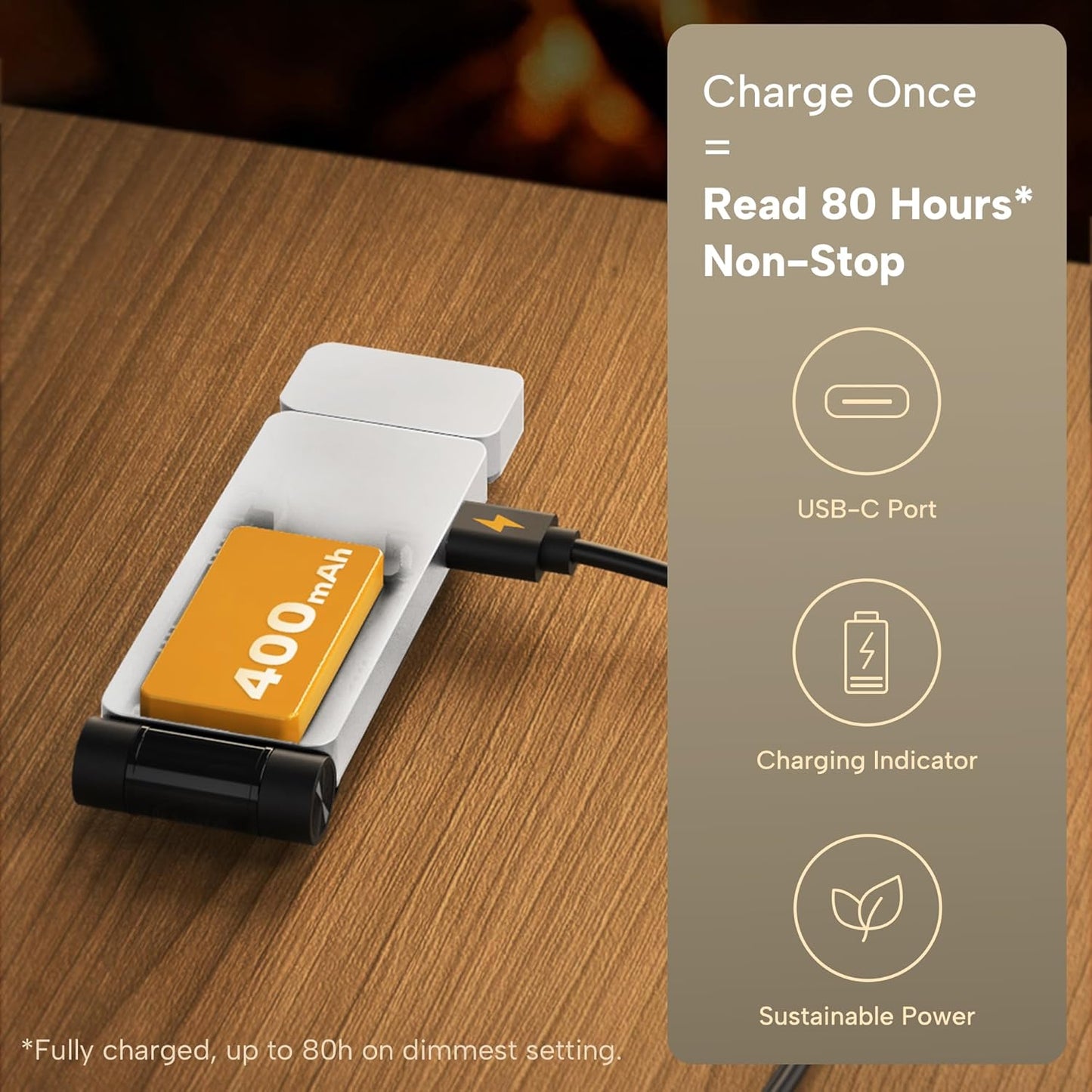 86lux Book Light, Rechargeable Clip-On LED Reading Light for Bed & Night Use - 3 Color Temperatures with Stepless Dimming, Ultralight Bookmark Design for Kids, Book Lovers, White