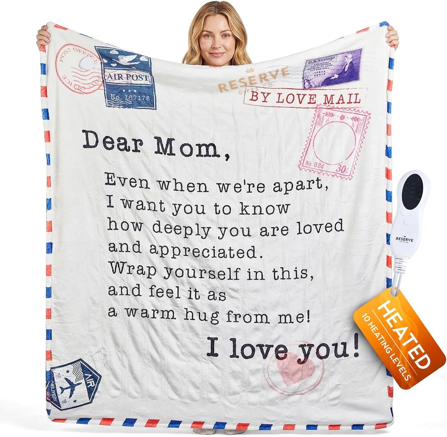 Large Heated Throw Blanket for Mom, Super Soft Flannel Gift from Daughter or Son for Mother’s Day, Christmas, Birthday, Valentine’s Day (Large, 50x60)