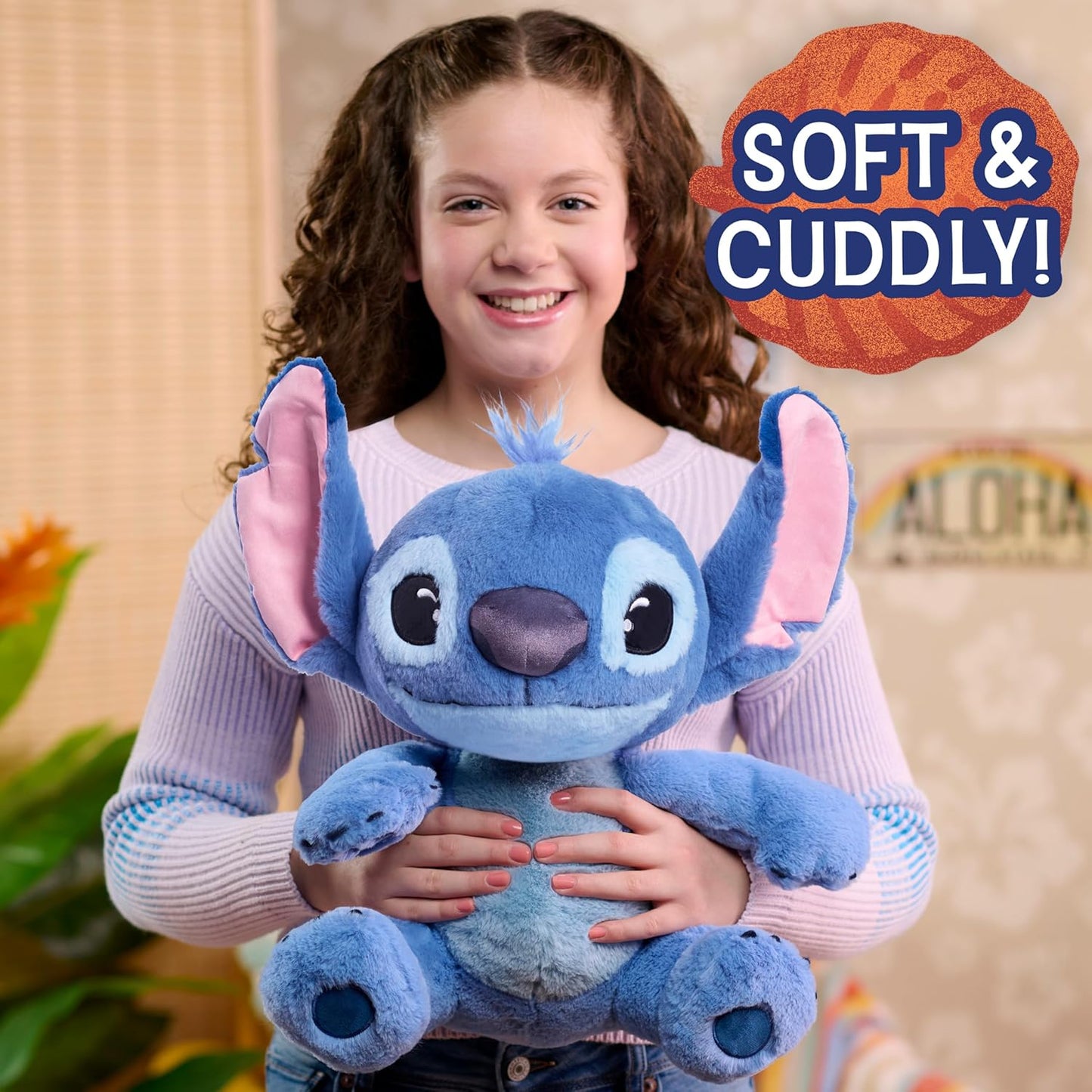 Disney Stitch Live-Action 13-inch Large Plush Stuffed Animal, Soft Toy for Kids, Blue, Alien, Toy for Fans, Girls, Boys, Kids, Ages 2 and Up by Just Play, Kids Toys for Ages 2 Up by Just Play