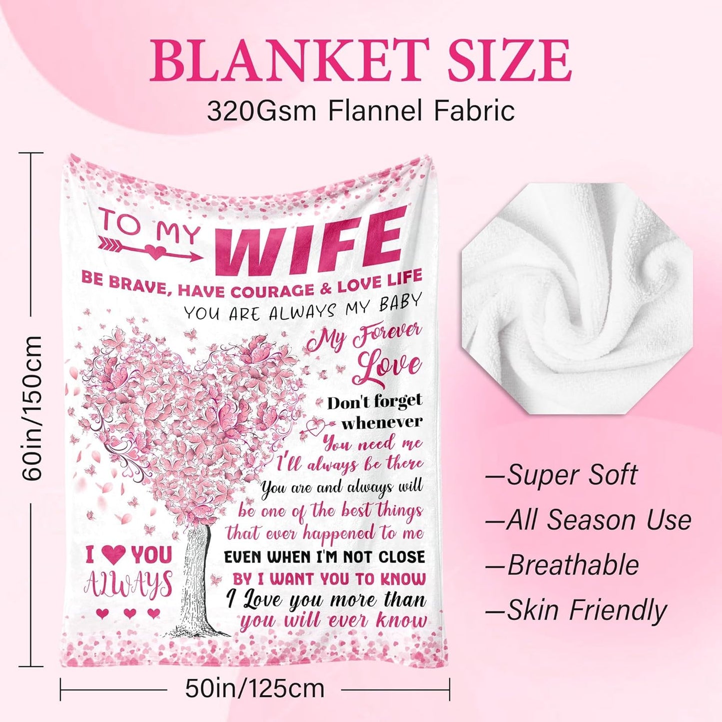 Anniversary Wedding Gifts for Women - Wife Birthday Gifts from Husband - Mothers Day Blanket Gift for Wife - Christmas & Valentines Day Romantic I Love You Gift for Her - to My Wife's Blanket 50"x60"