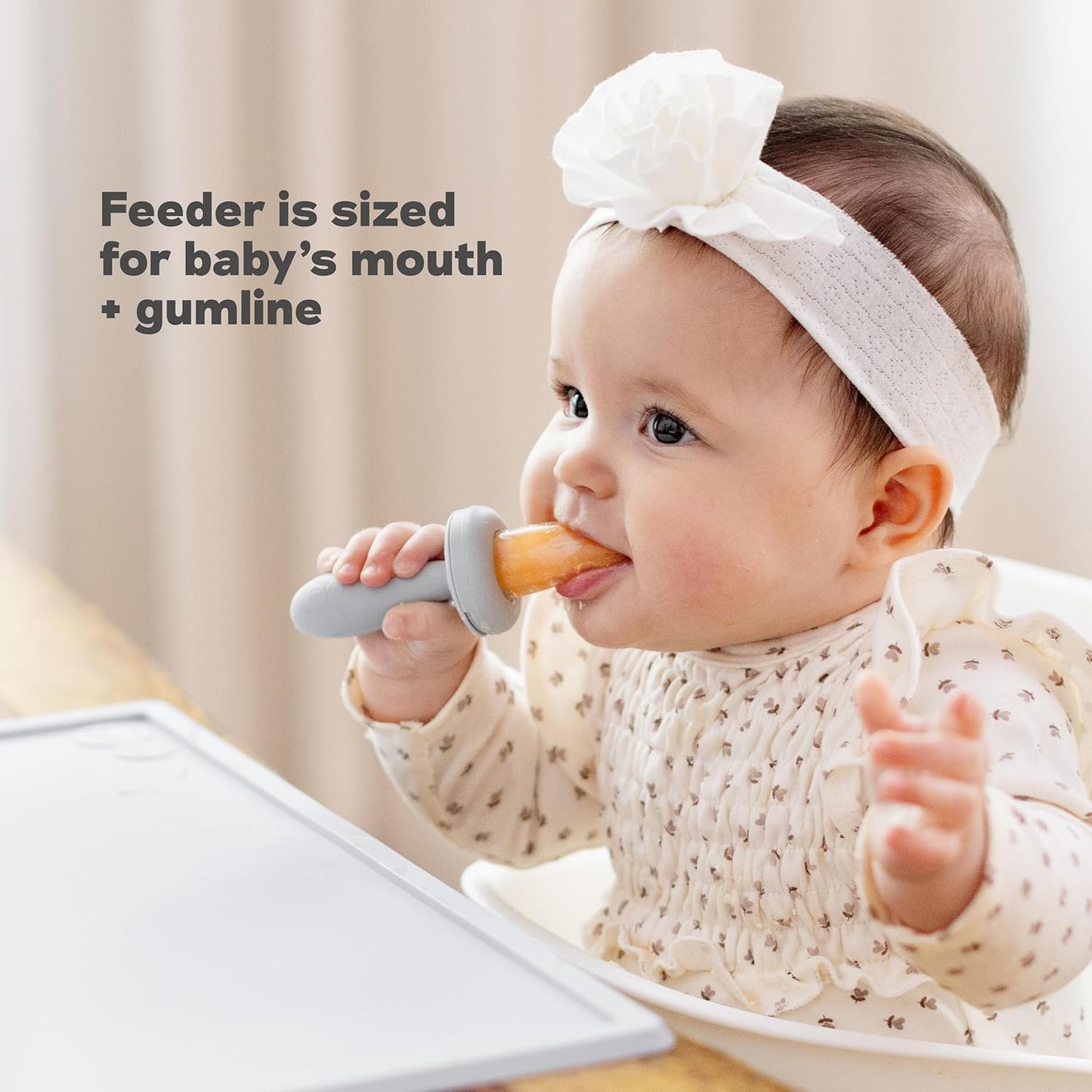 ezpz Baby-Led Gumline Feeder (Sage) - Silicone Fruit Feeder for Infants 4 Months + - Baby Feeding Essentials - BLW Tools - Works Best with Compatible Ice Tray (Sold Separately)