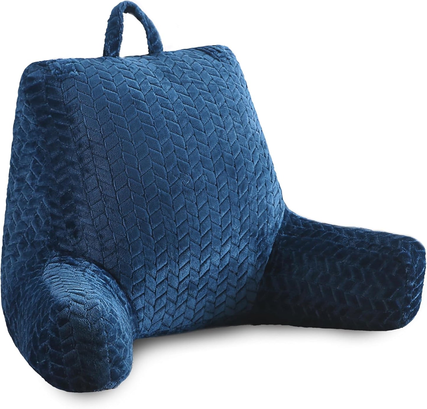 Adult Bed Reading Pillow, Filled with Memory Foam Backrest Pillow, with Armrests to Support The Back and Arms, Suitable for Sofas and Seats, Removable Pillowcase, Blue