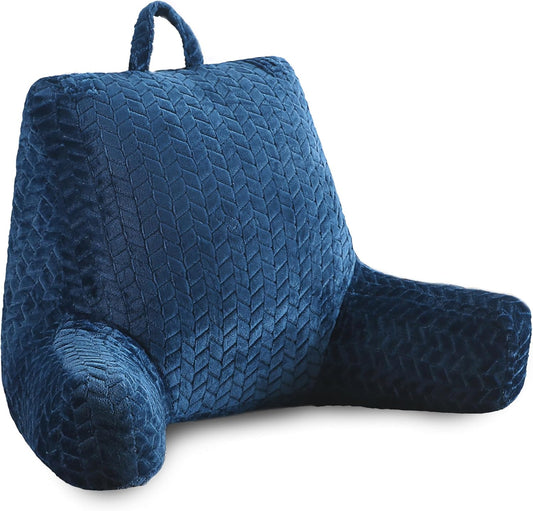 Adult Bed Reading Pillow, Filled with Memory Foam Backrest Pillow, with Armrests to Support The Back and Arms, Suitable for Sofas and Seats, Removable Pillowcase, Blue