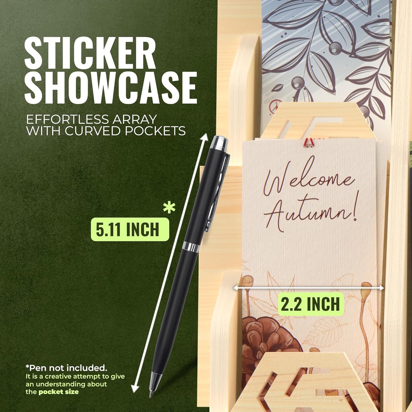 Bookmark Display Stand for Vendors – Wooden Bookmark Holder Display with Customizable Space, Mobile-Friendly Design – Versatile Holder for Craft Fairs, Vendor Booths, and Shops, 20 Pocket