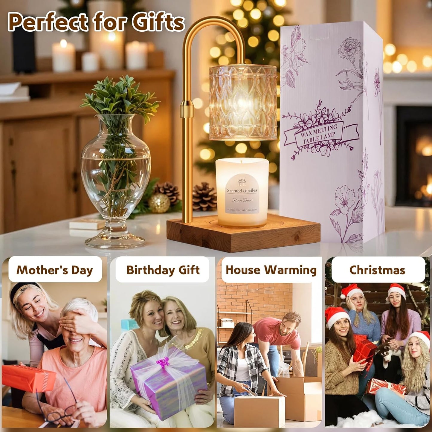 Candle Warmer Lamp Gifts for Women - Home Decor Aesthetic mom Birthday Gift ideas - Wax melt Warmers Light for Office Bedroom New Homes Room - Candles Lamps with Timer Valentine's Day Gift Woman