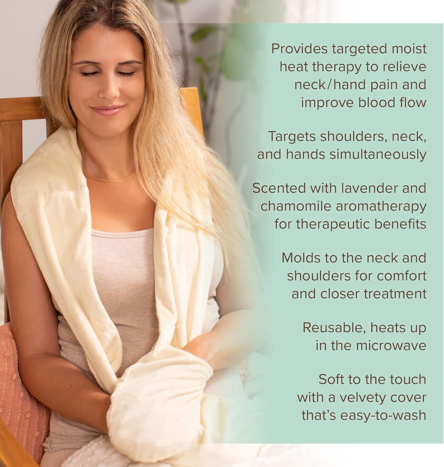 Bed Buddy Microwavable Neck Wrap with Hand Warmer Pockets, Comfort Heated Wrap for Neck, Shoulders, and Hand, Microwavable for Moist Heat Therapy, Reusable Heat Pack, Lavender Aromatherapy, Yellow