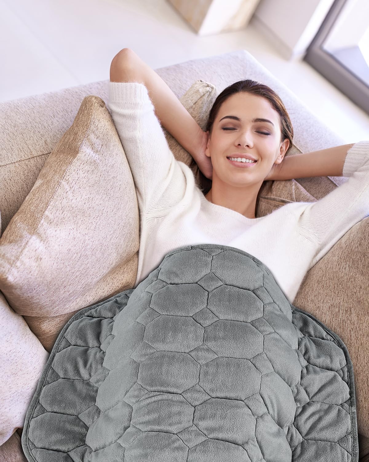 Topblan Weighted Lap Blanket 5lbs for Adults, Small Weighted Blanket Throw for Napping, Relaxation, Calming and Travel, Skin Friendly & Machine Washable for All-Season Sleeping