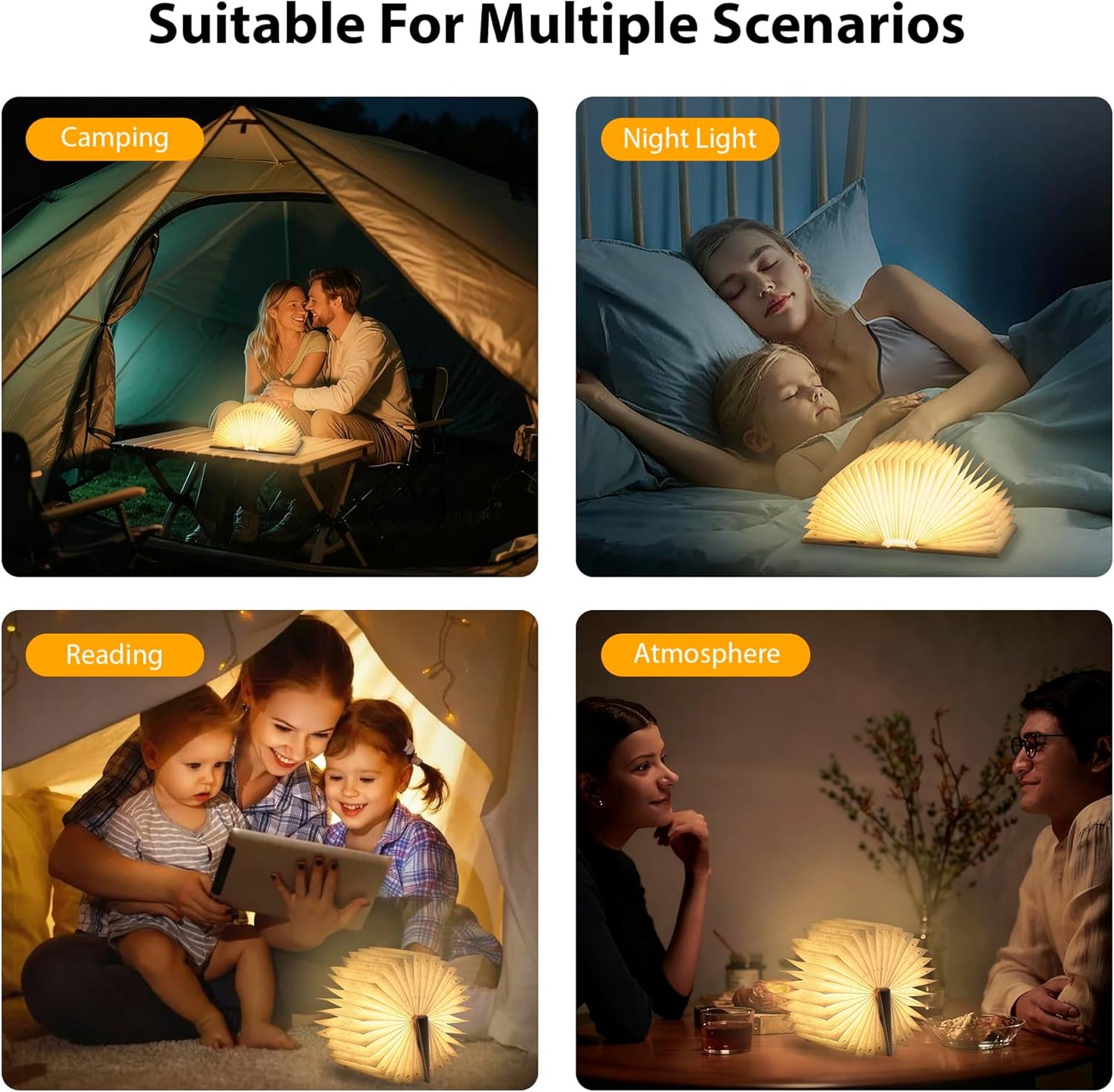 Magic Truth Book Light - Rechargeable LED Book Lamp for Home Decor, Ideal Christmas & Bookworm Gifts with Gold Foil Embossed Cover, Warm White Light for Entertainment & Relaxation (Blue)