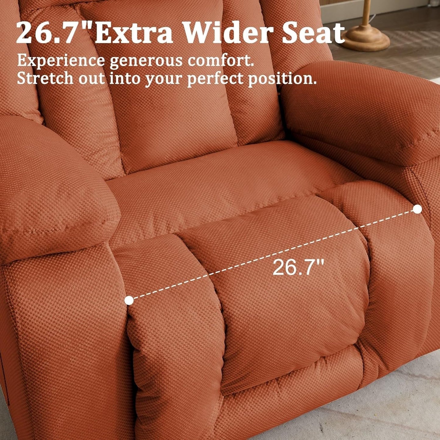 Swivel Rocking Chair with Heat and Massage Modern Electric Rocker Recliner Chairs with Extra Wide Fabric for Living Room Bedroom Meeting Home Theater