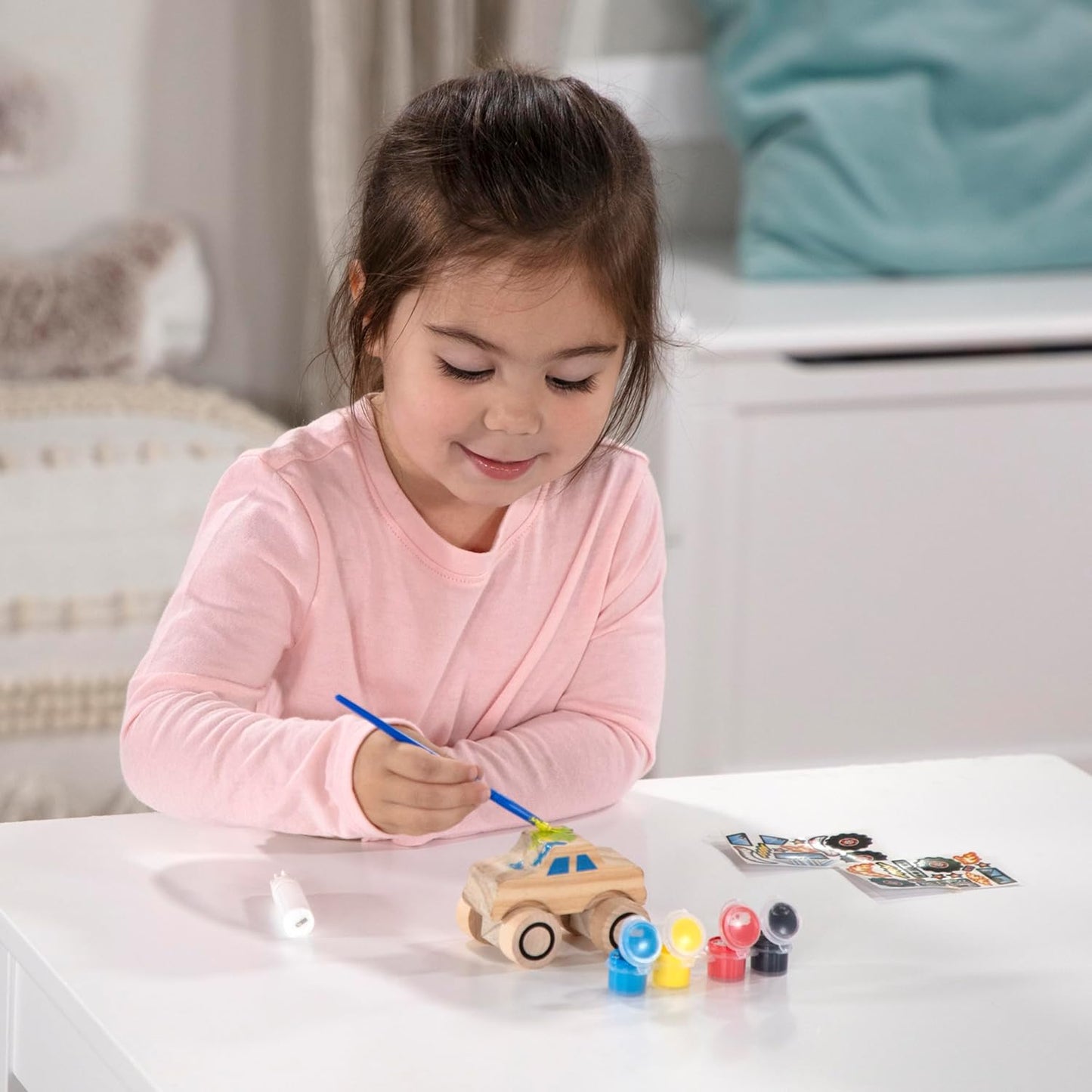 Melissa & Doug Created by Me! Paint & Decorate Your Own Wooden Vehicles Craft Kit For Kids 2 Pack – Monster Truck, Train