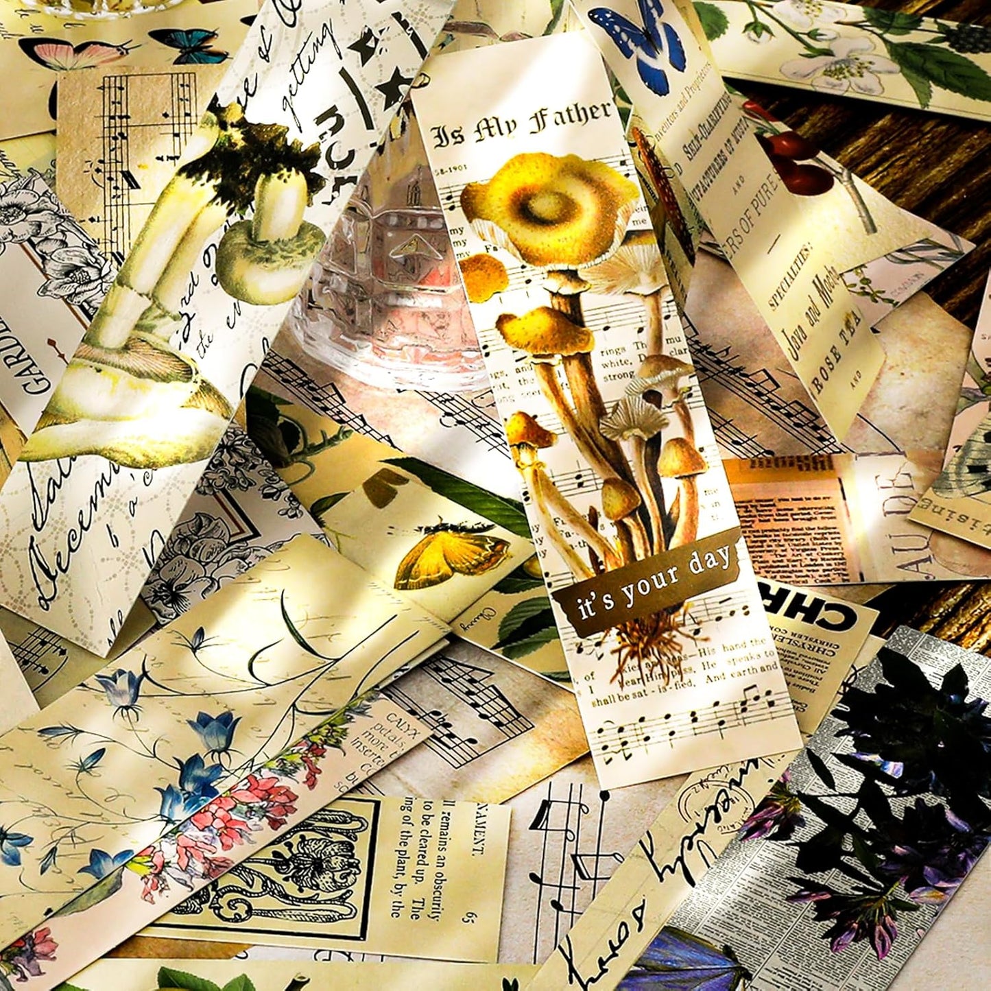 30 Pcs Vintage Paper Bookmark, Elegant Aesthetic Pattern Book Marker Natural Style Books Accessories Cute Butterfly Flower Plant Bookmarks for Women, Book Lovers