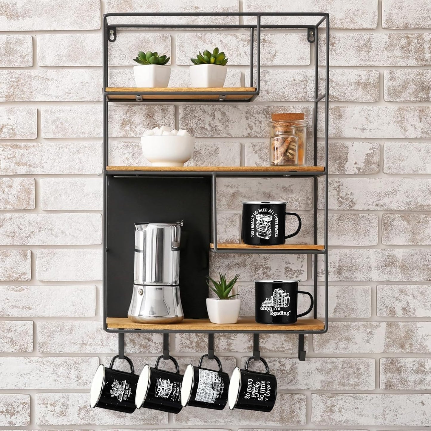 Hushee 6 Pack Book Lovers Gifts Enamel Mugs 12oz Book Coffee Mugs for Women Librarians Coffee Drinking Cups Gift for Bookish Men Writers Reader Library Reading Teacher, 6 Style(Black)
