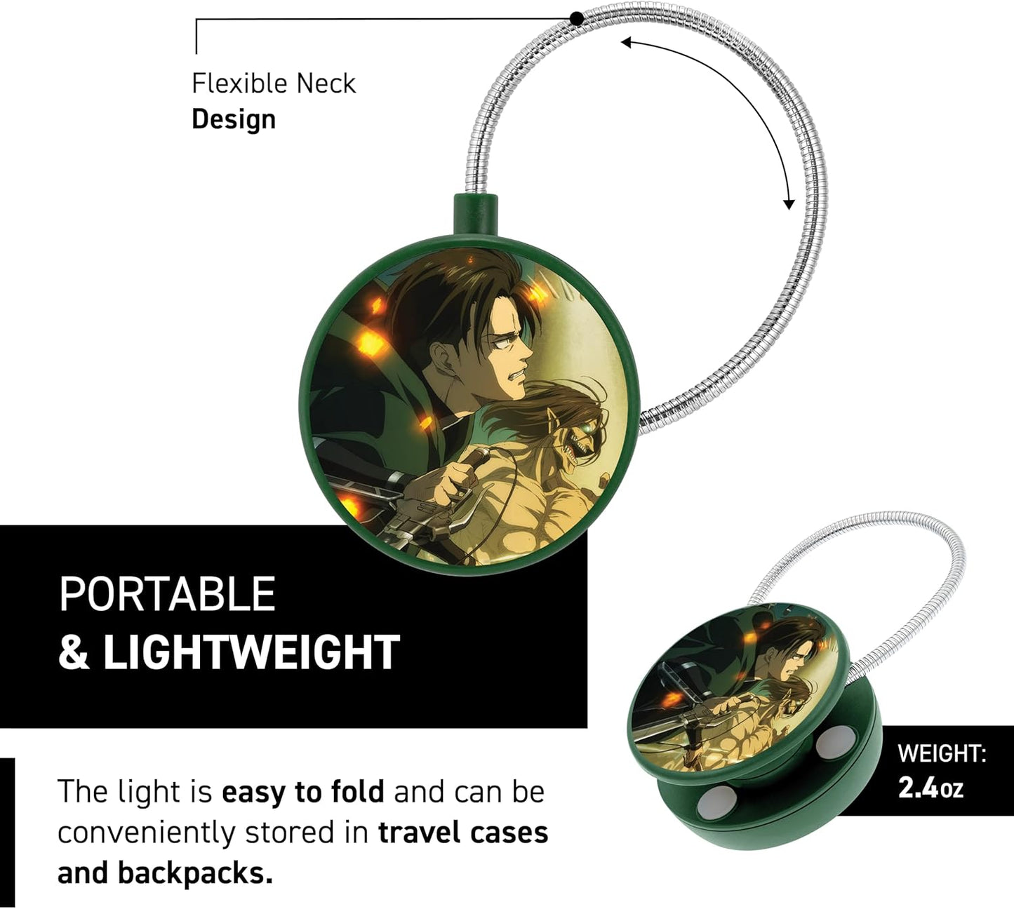 WITHit Clip On Book Light – Dimmable LED Reading Light for Books and eBooks, Reduced Glare, Portable, Cute Bookmark Light for Kids & Adults, Batteries Included (Levi, Attack on Titan)