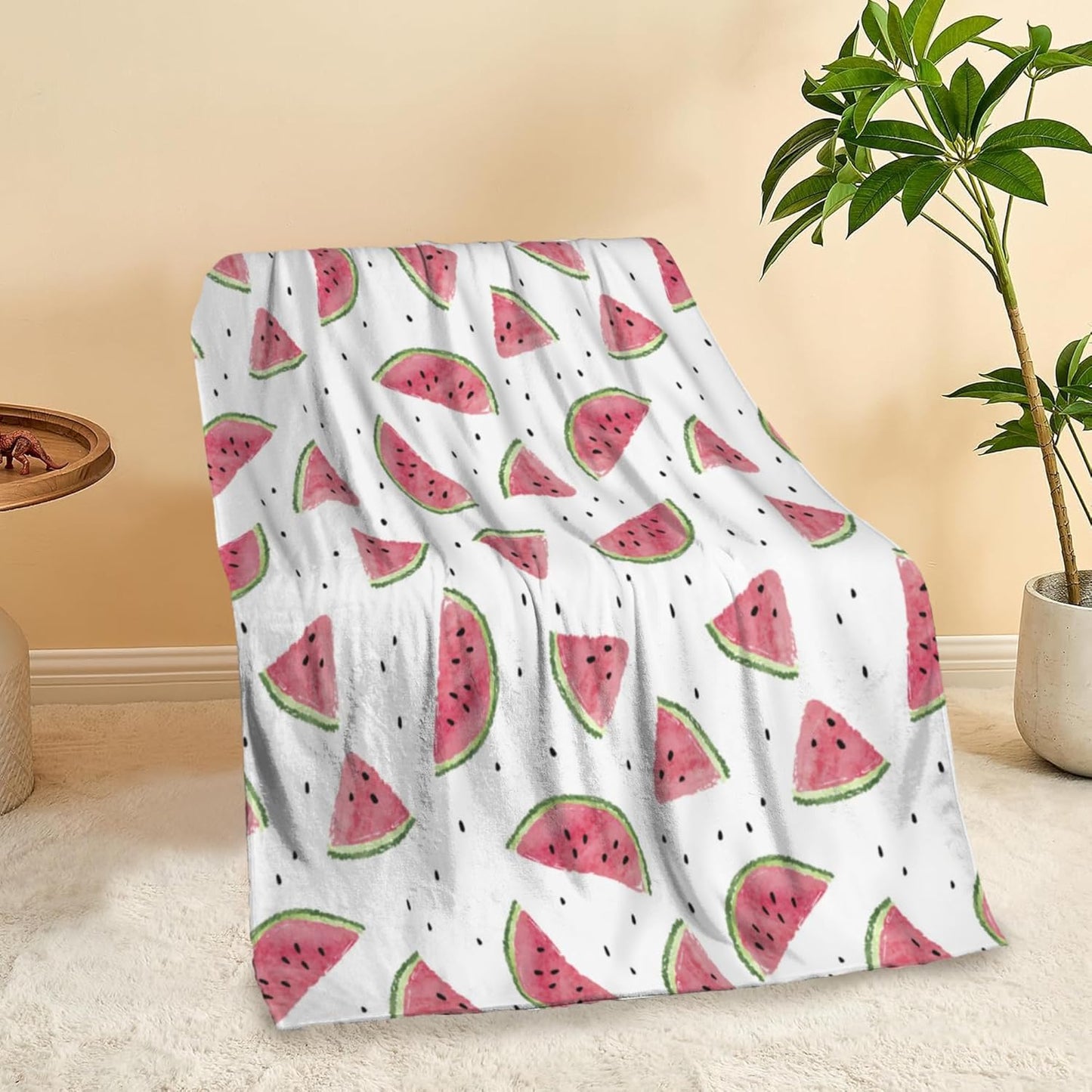 Summer Pink Watermelon Soft Throw Blanket All Season Warm Blankets Lightweight Flannel Throws Blanket for Living Room Bed Couch 50"x60"