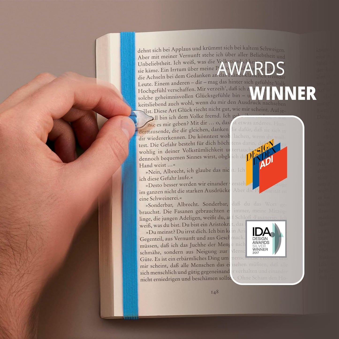 Lastword Elastic Bookmark Perfect for Any Book - Book Markers with Line Pointer Design Made in Italy - Blue