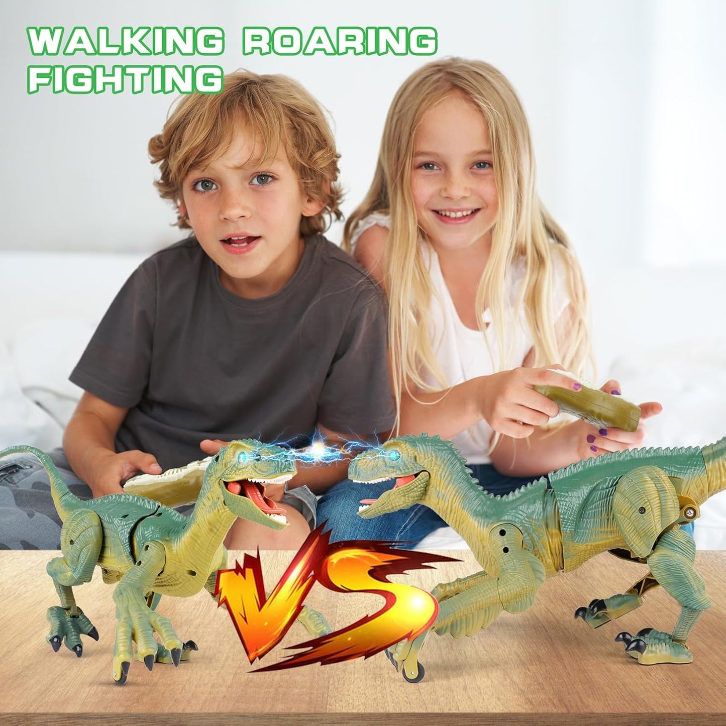 VERTOY Remote Control Dinosaur Toys for Kids - Build a Big Walking Velociraptor Dino with Light and Sound, Birthday Gift Ideas for Boys and Girls 3-5 5-7 8-12 Year Old