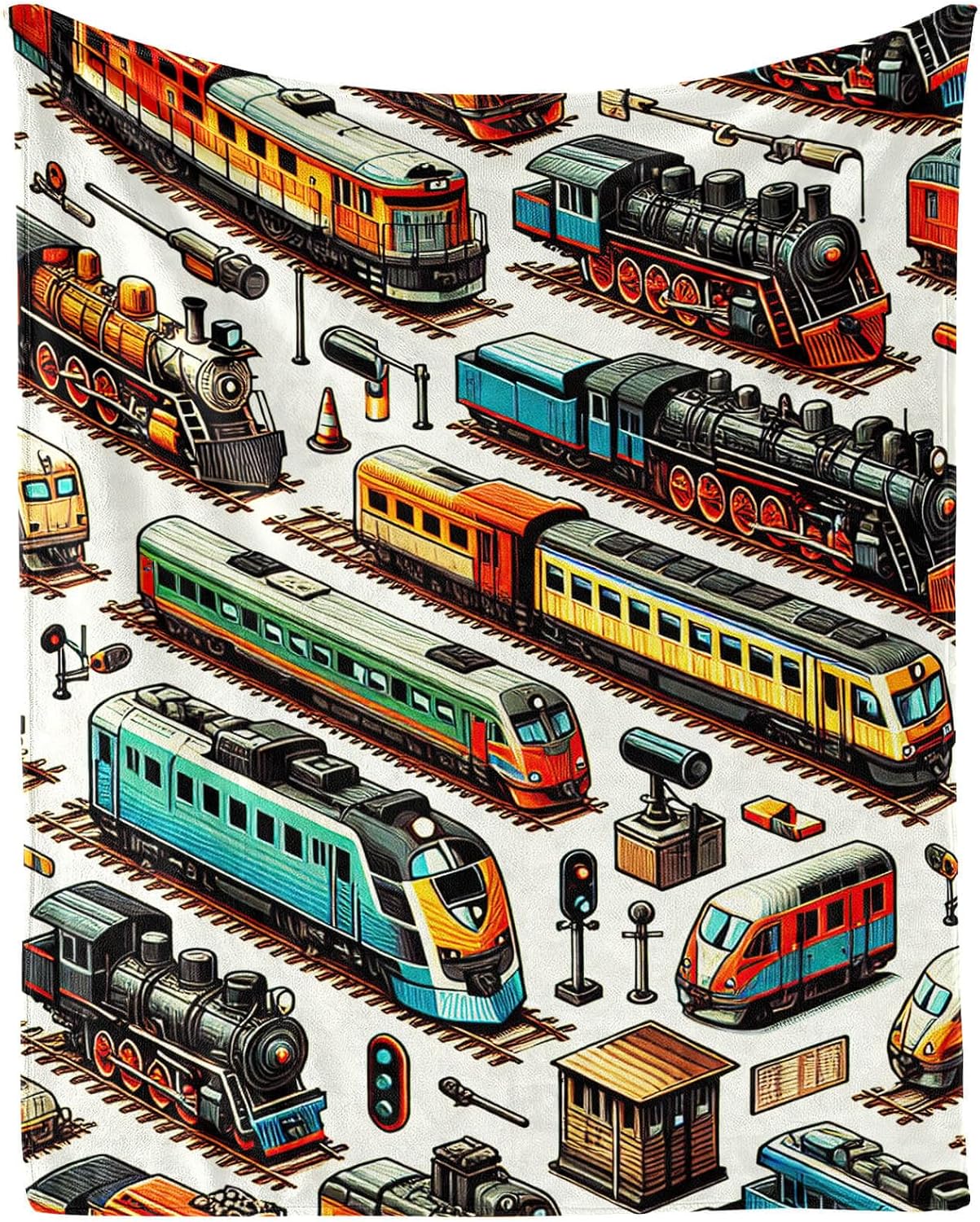Soft Flannel Train Blanket - Warm Throw Blankets for Teens, Adults, Women, Men - All Season Lap, Chair, Sofa - 70"x50"