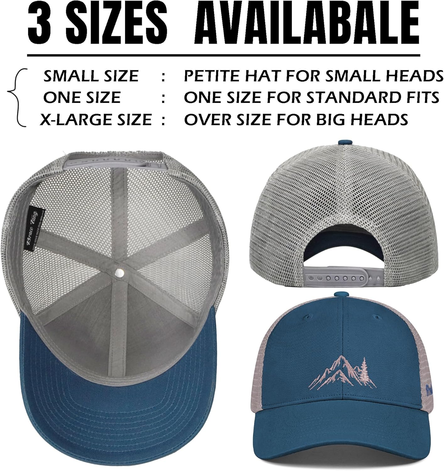 Mountain & Tree Outdoor Trucker Hat for Men Women, Embroidery Gift Baseball Cap for Hiking & Camping