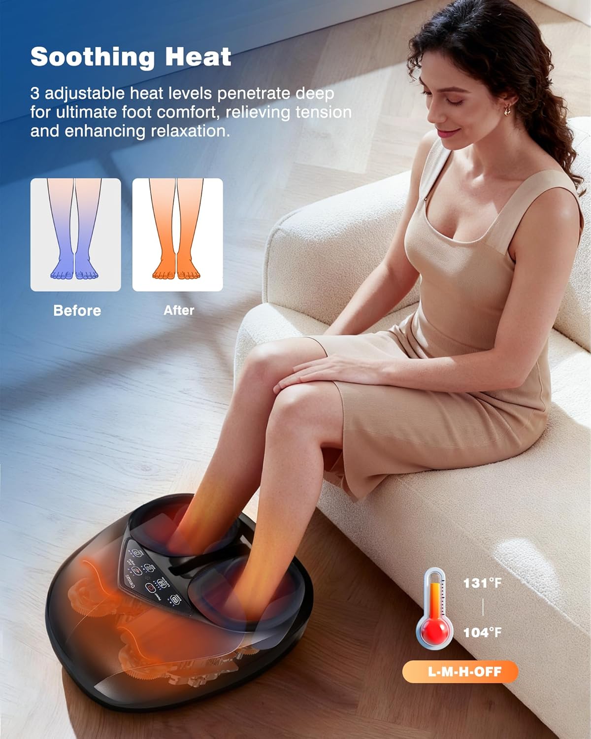 KNQZE Shiatsu Foot Massager with Heat and Remote, 2026 Upgraded Lift-Arch Design, 3D Deep Kneading, Relief for Plantar Fasciitis and Foot Pain, Fits Up to Men Size 14, Ideal Gift for Mom Women Men