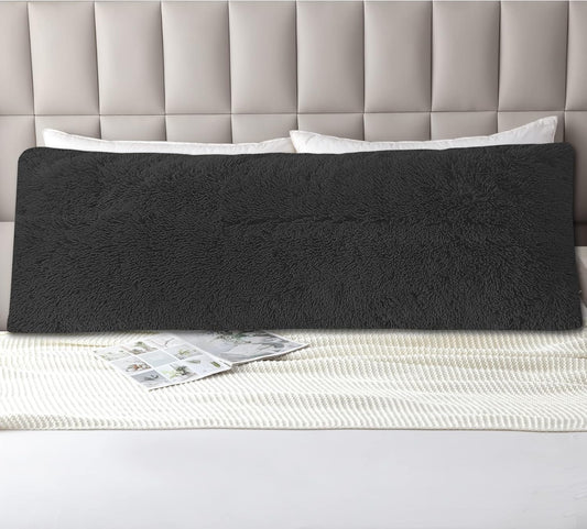 Body Pillow Cover with Zipper,Plush Fuzzy Body Pillow Pillowcase, Faux Fur Sherpa Large Pillow Case for Women Pregnant Side Sleeper Bedding Black Pillow Sham