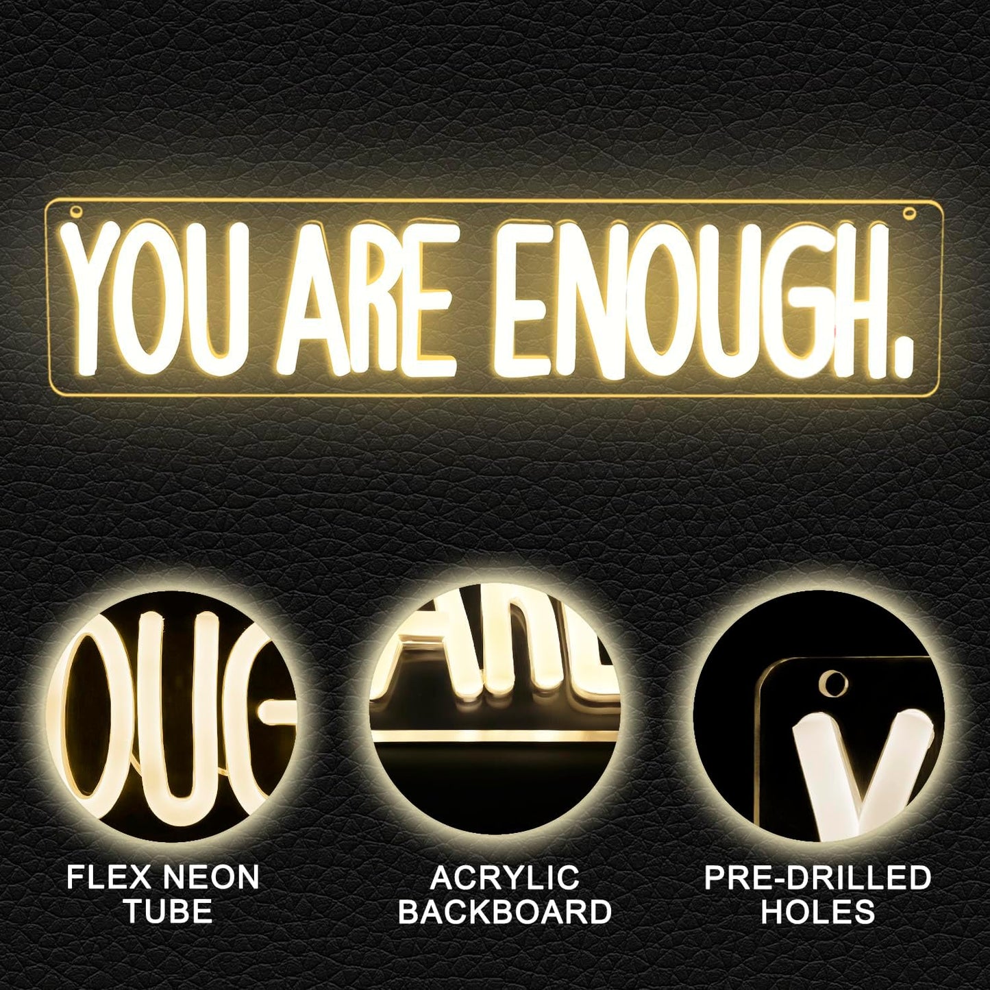 You Are Enough Neon Sign Dimmable Neon Signs for Wall Decor Affirmation LED Signs USB Neon Light Up Sign for Bedroom Living Room Reading Room Classroom Book Party Library Decoration for Women Men Kids