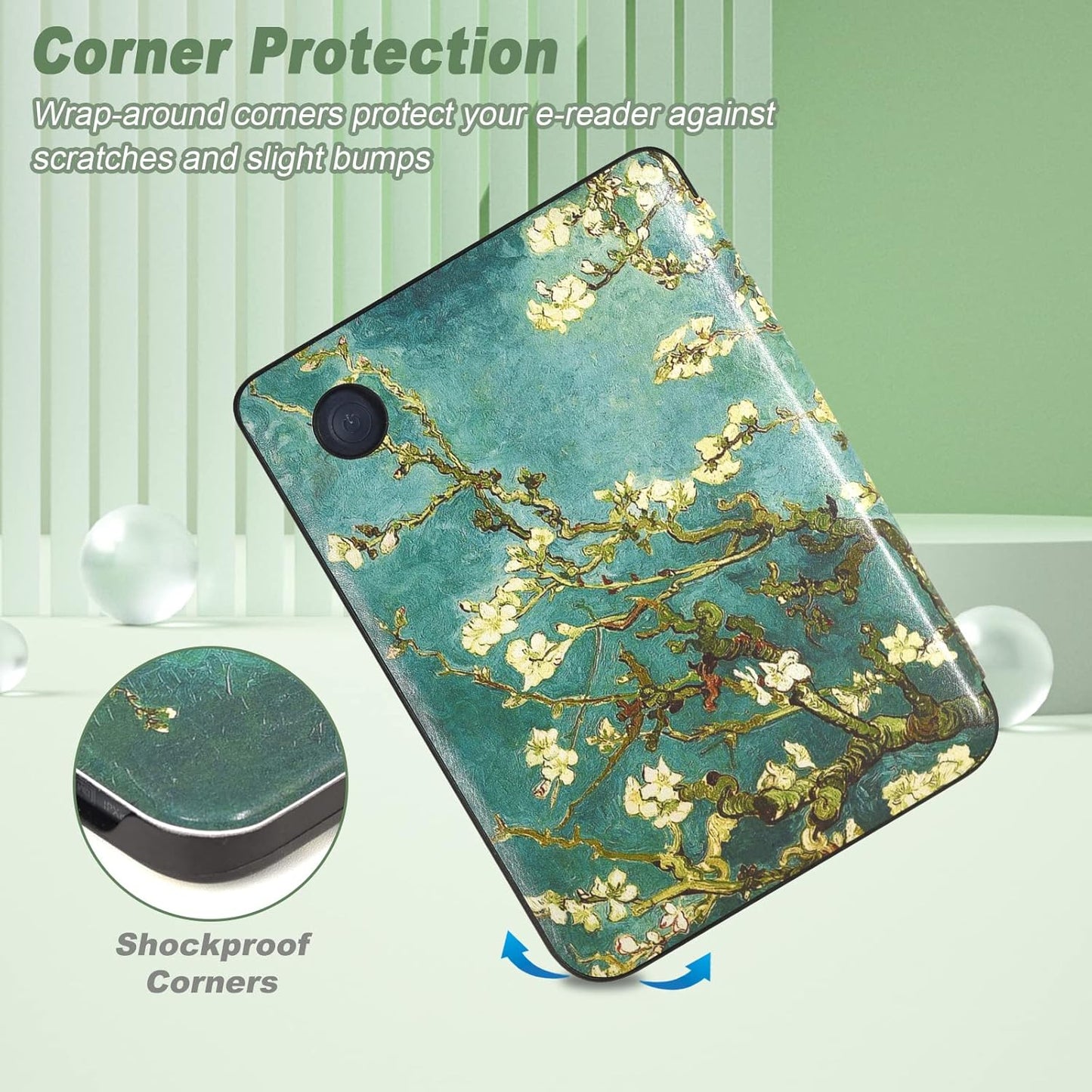 DMLuna Case for Kobo Clara / Clara 2E 6" - Ultra Slim Lightweight Folio Premium PU Leather Protective Cover with Auto Sleep/Wake Function, Almond Blossom