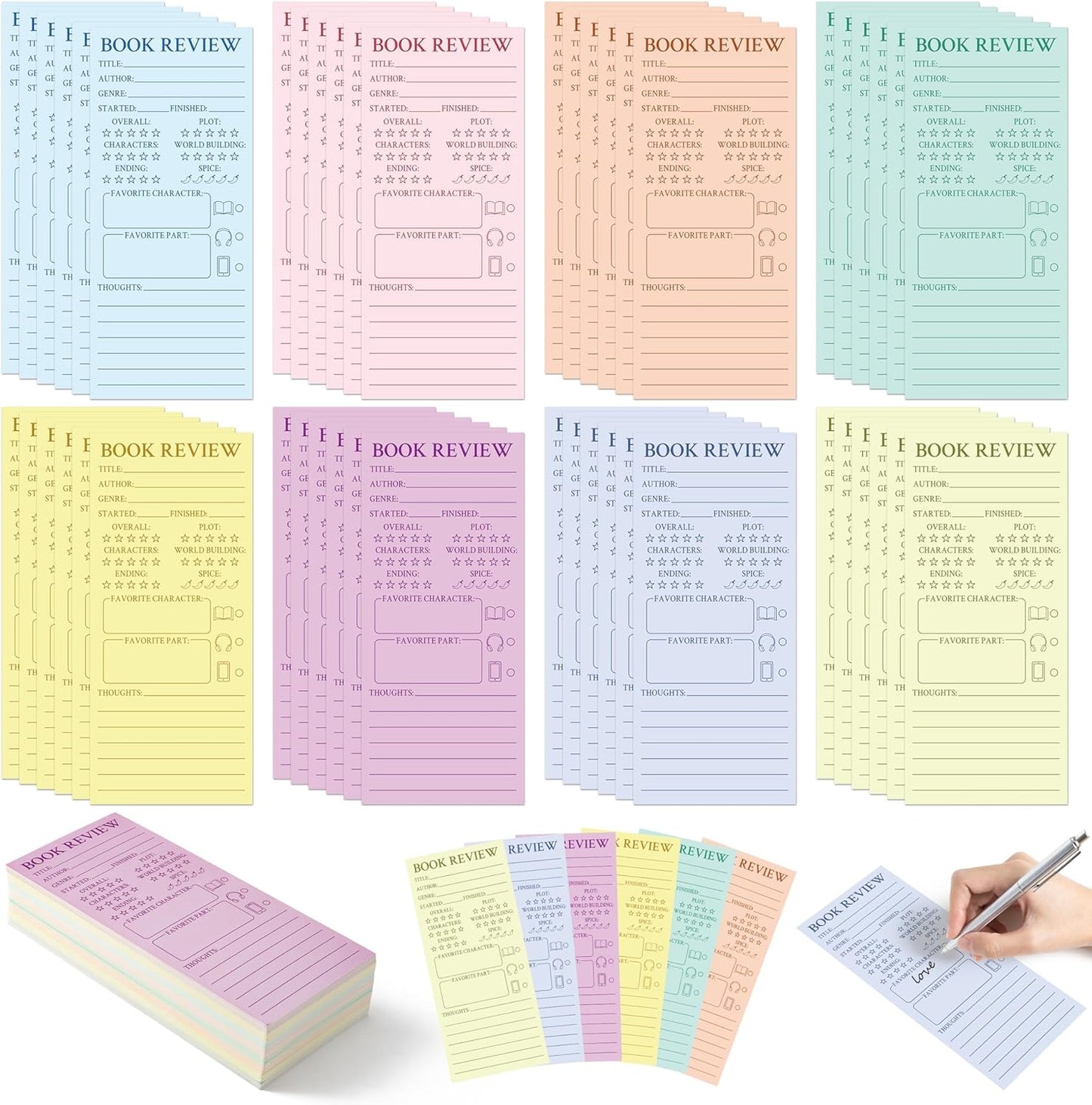 L1rabe Colorful Book Review Bookmarks - Spring Easter Gift 120P Book Marker Reading Log Page Markers for Readers Bookish Bookworm, Reading Page Tracker for Students Teachers Women to Review & Tracker
