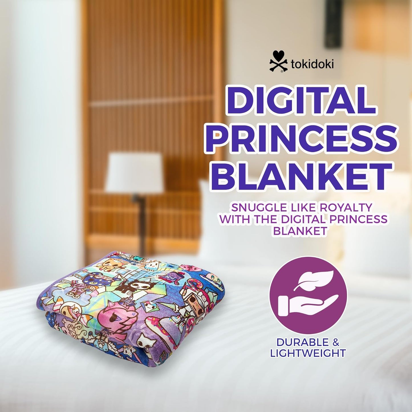 Tokidoki - Digital Princess Blanket - Kids & Girls Cozy Throw Blanket - with Your Favorite Unicorn Design - Personalized Gift - 50 x 60 Inches - 100% Polyester