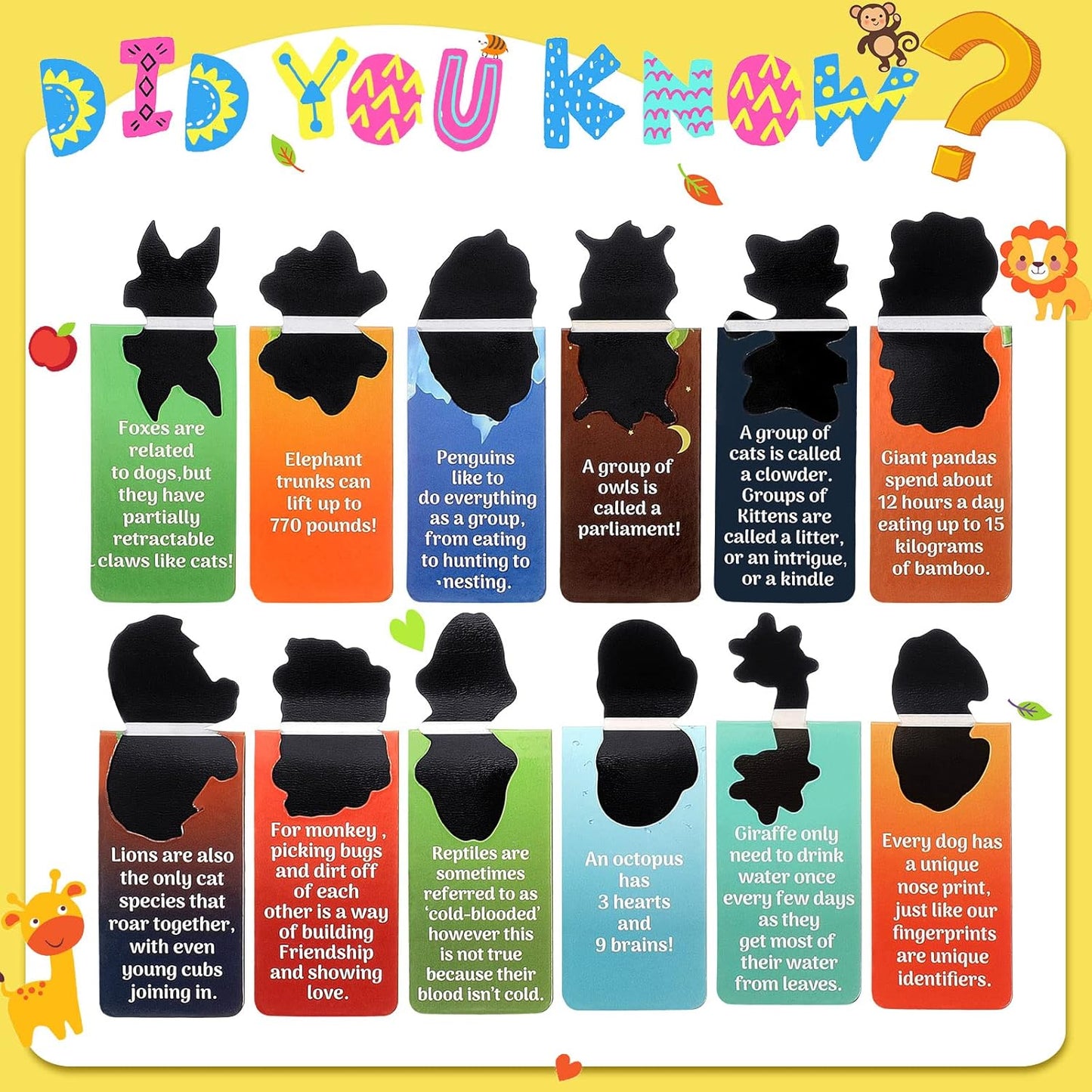 Sepamoon 48 Pcs Magnetic Bookmarks Bulk Magnetic Page Clips Cute Magnet Page for Valentines Markers Funny Animal Bookmarks Book Lovers Gifts for Reading Party Favor Students Teachers (Animal Style)