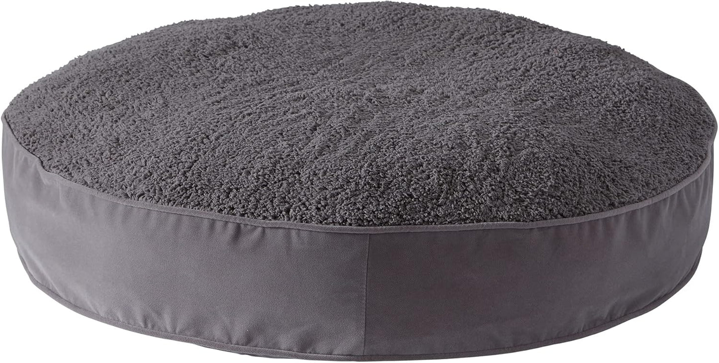 Happy Hounds Scout Deluxe Round Pillow Style Sherpa Dog Bed, Large (42 x 42 in.), Pewter