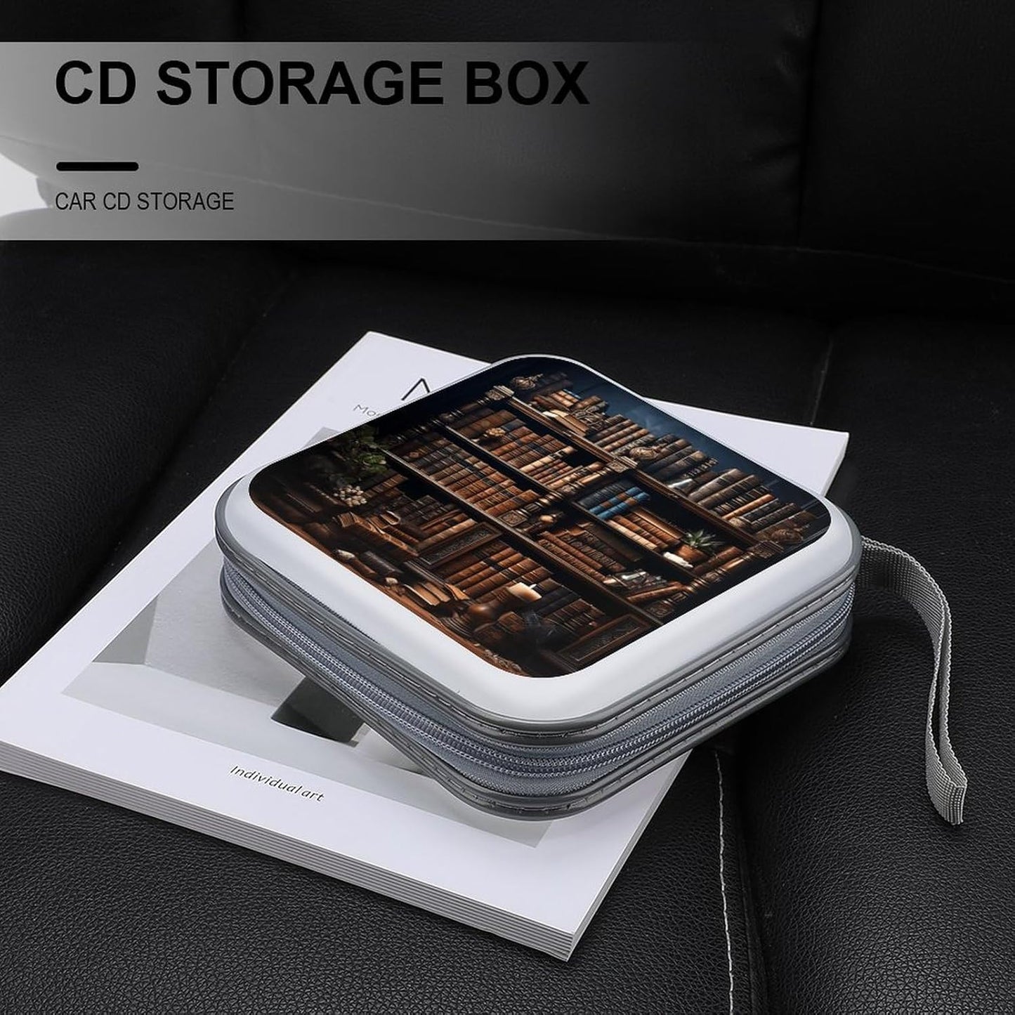 Books on The Bookshelf CD Case Portable Zipper CD Cases Holder Hard Plastic DVD Disc Cases Storage Binder Large Storage Disc Wallet Bag Heavy Duty Booklet Album 40 Capacity