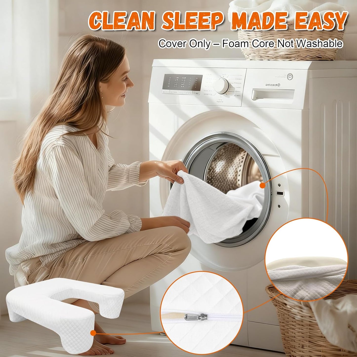 Side Sleeper Pillow with Arm Hole, Ergonomic Memory Foam Arm Pillow for Shoulder Comfort, Side Sleeping Support for Neck and Back, Removable Washable Cover, for Side and Back Sleepers