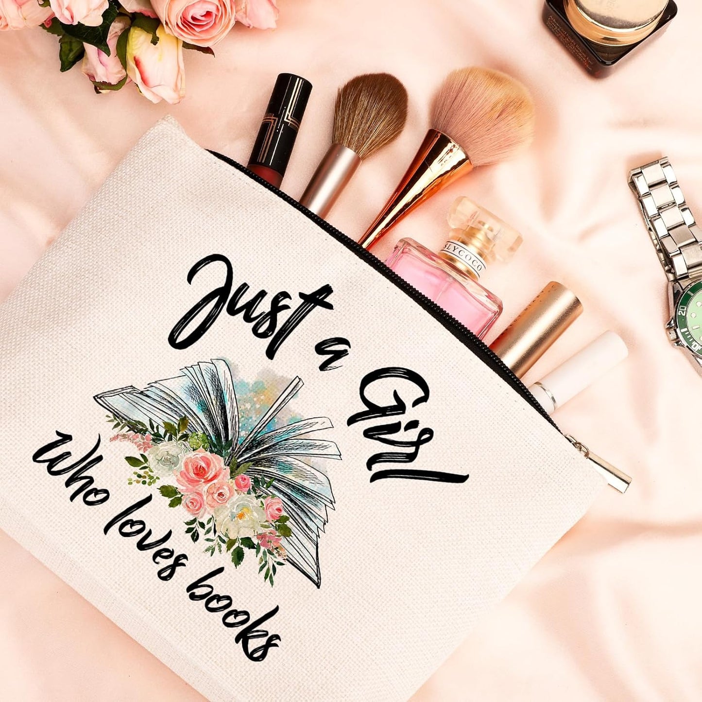 GevGuxLuo Book Lovers Gifts, Book Makeup Bag for Women, Birthday Gifts for Daughter Sister Bestie Librarian Readers Who Loves Books, Bookish Gifts Cosmetic Bag Zipper Pouch for Book Lovers