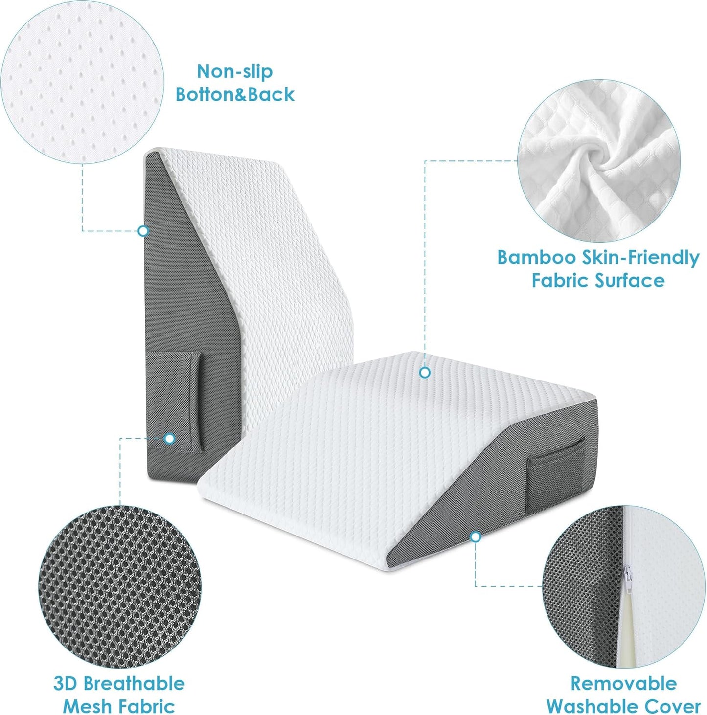 Cozymaker Adjustable Leg Elevation Pillows for Swelling, Cooling Gel Memory Foam Wedge Pillows for After Surgery, Sciatica Back Knee Hip Ankles Pain Relief, Leg Pillows for Sleeping
