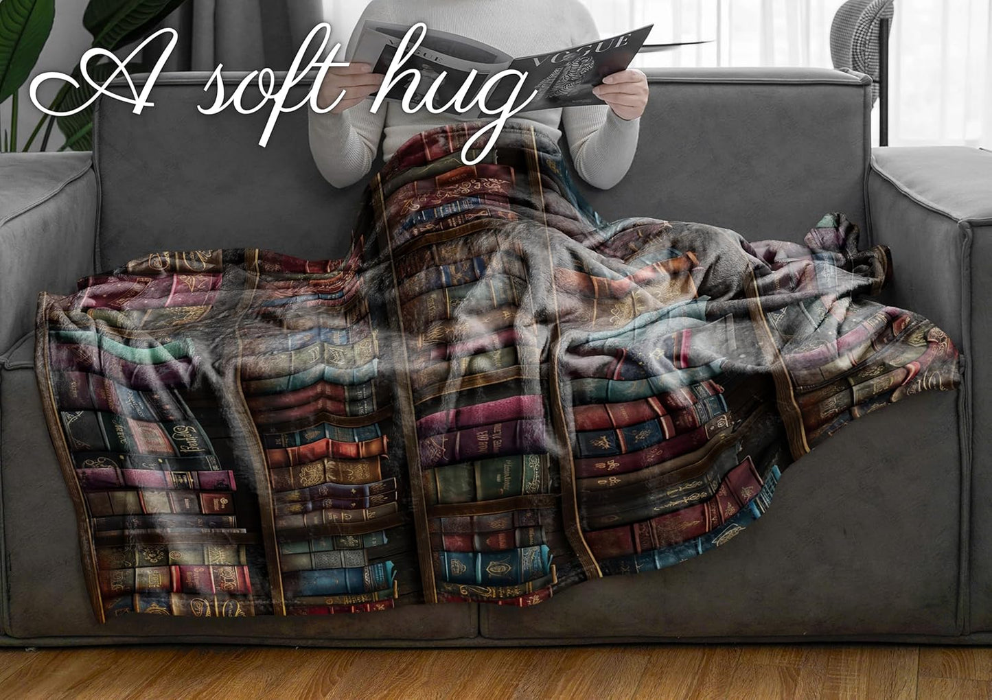 Book Lovers Throw Blanket - Blankets for Club, Librarians, Readers and Literary Lover - Book Lover Gifts on Birthday, Christmas - 50" x 65" - Dark