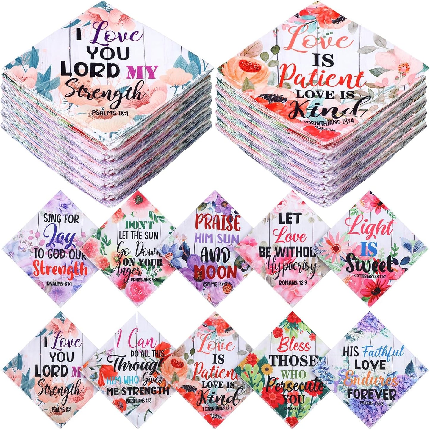 Mother's Day Bible Verse Handkerchiefs for Women Christian Gifts Floral Religious Inspirational Gifts for Mom