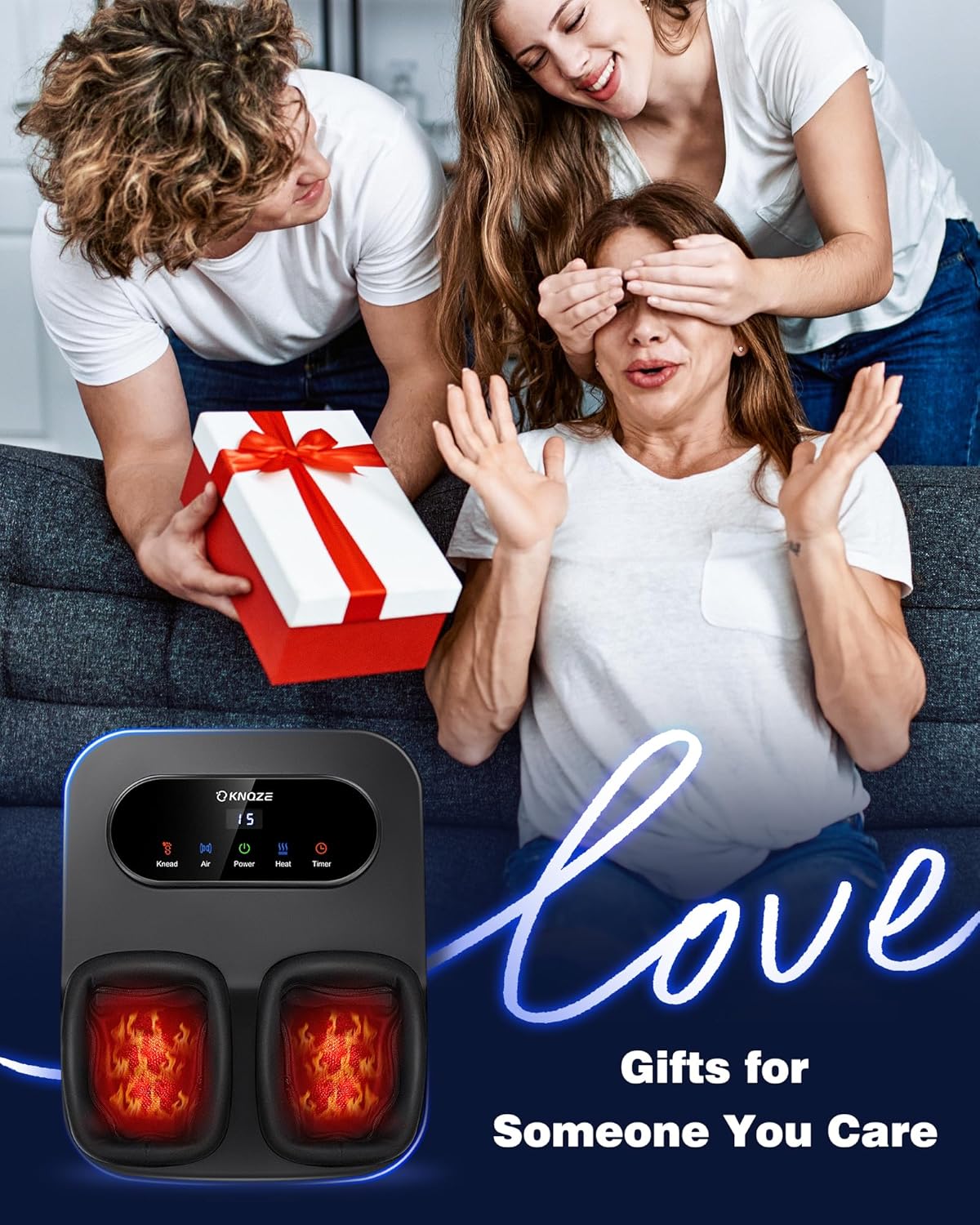 KNQZE Foot Massager with Heat and Remote, Shiatsu Deep Kneading Feet Massager for Plantar Fasciitis & Neuropathy, Foot Warmer, Gifts for Mom Women Men Dad, Fits Up to Men Size 12