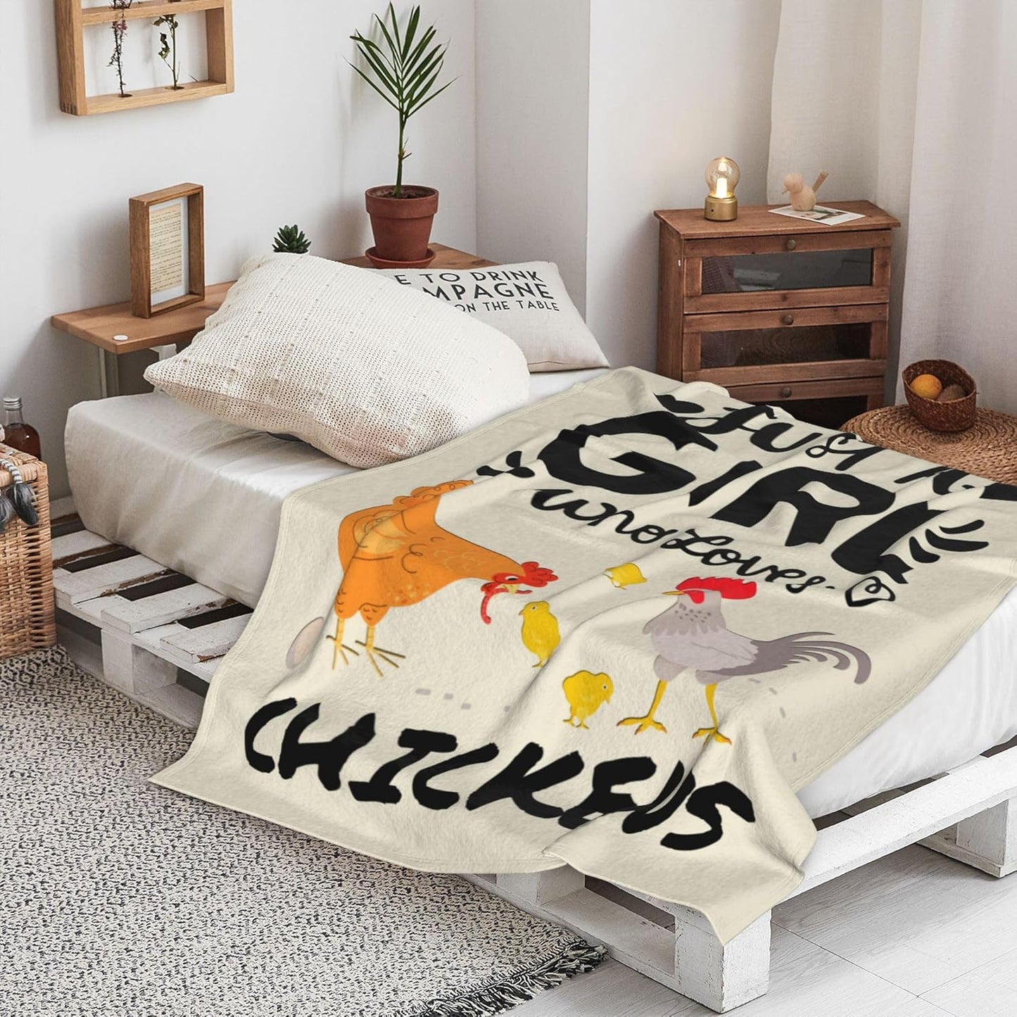 Cute Chicken Blanket Just A Girl Who Loves Chickens Blankets Soft Flannel Throw Blankets Bedding Decor Gifts for Kids Boys Girls Toddler Adults 80"x60"