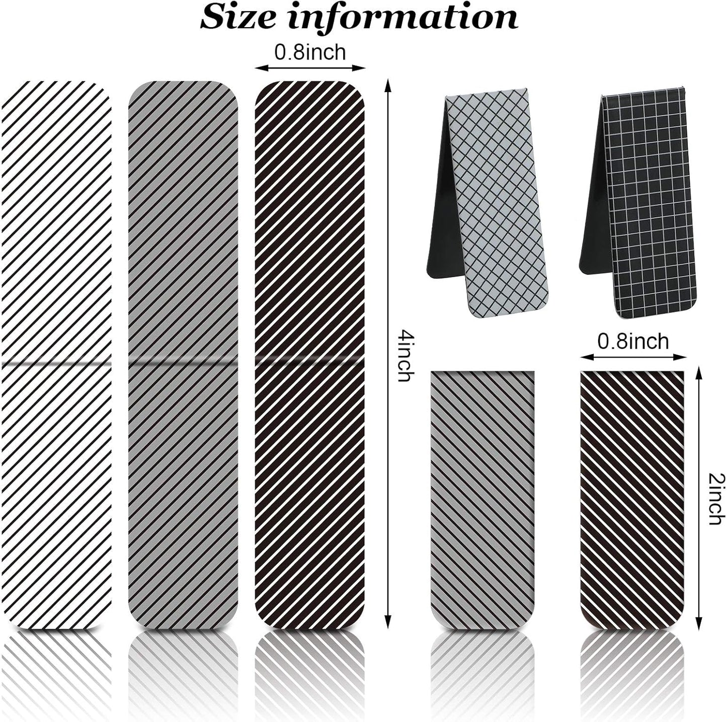 Zonon 30 Pieces Magnetic Bookmarks Assorted Magnetic Page Markers Set for Student Book Lovers Stationery Present Magnet Bookmarks Clips (Black and White)