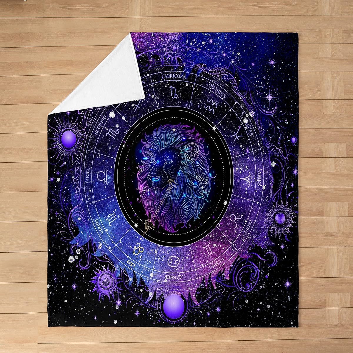 Feelyou Leo Plush Blanket Queen 90"x90" Constellation Flannel Fleece Throw Blanket for Boys Girls Children Horoscope Astrology All Season Bed Blanket Room Decor Constellation Theme Fuzzy Blanket