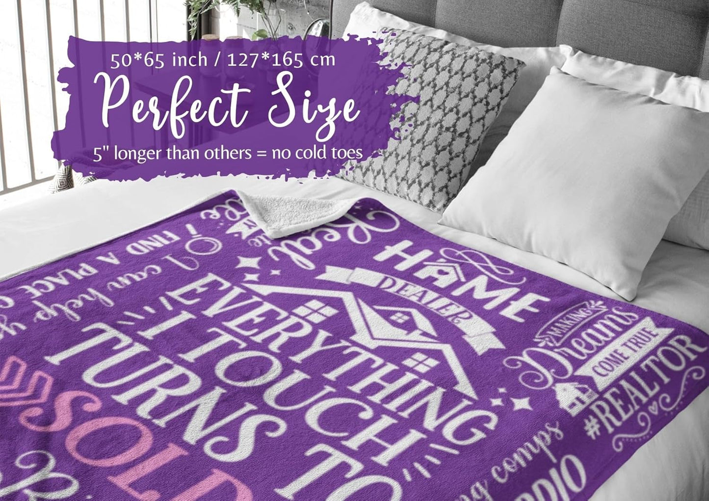 Realtor Gifts for Women, Throw Blanket for Real Estate Agent for Christmas, Birthday - 50" x 65"