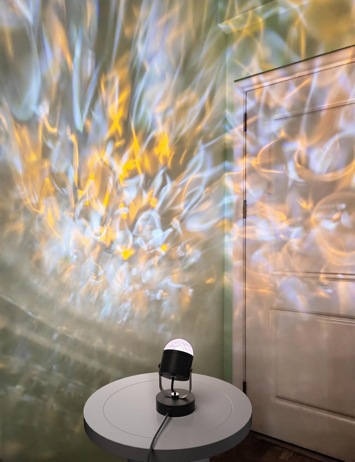 Joyzy Plug-in Dynamic Ocean Wave Table Lamp with Remote Water Ripple Night Light Projector for Room Party Christmas Decoration, Color Changing Ambient Lamps, Vivid Videography Projection