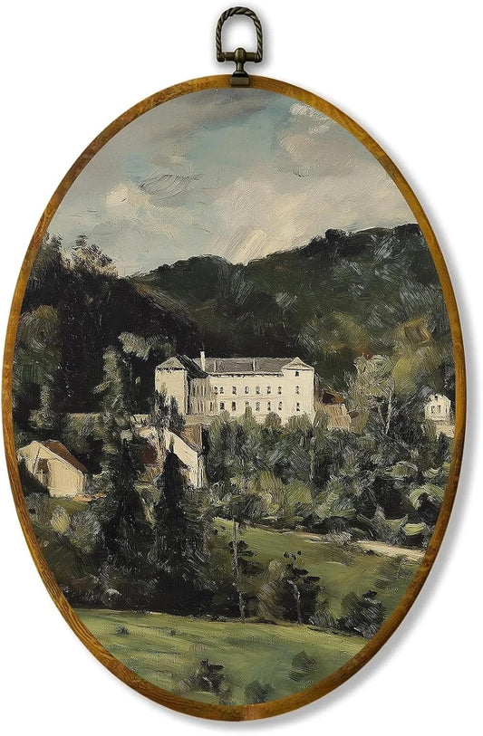 Landscape House – Victorian Landscape Canvas Wall Art, Dark Academia Decor, 8.6×11.4 Inches High-Density Canvas with Pre-Installed Hook, Ideal for Bedroom, Living Room, Study, or Art Lover Gift