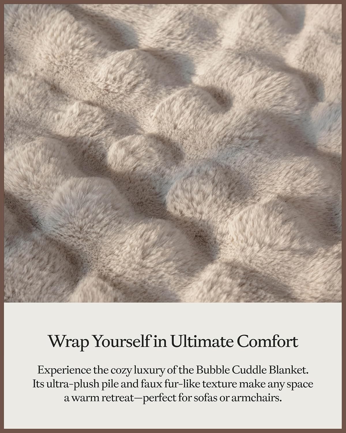 Cozy Earth Bubble Cuddle Blanket - Faux Fur Ultra-Soft Luxury Throw Blanket - Comfortably Weighted Design for Lounging or Sharing - Machine Washable - Light Grey Oversized Throw 80" x 60"